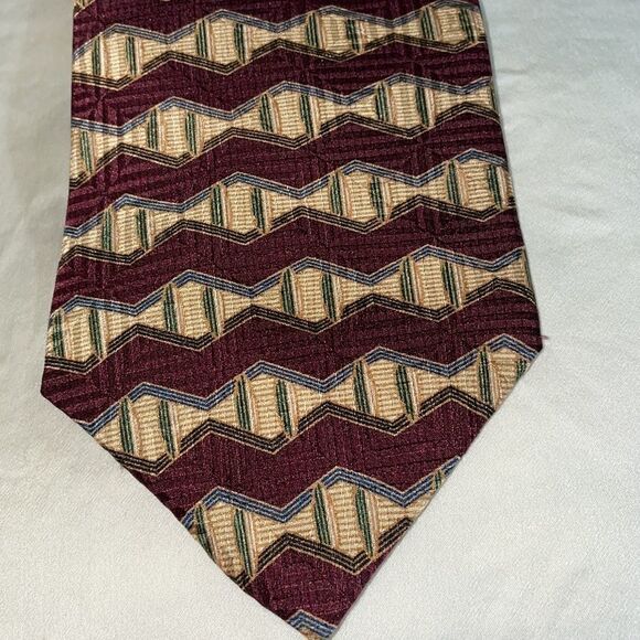 Bill Blass Black Label maroon & cream silk tie - Picture 2 of 6